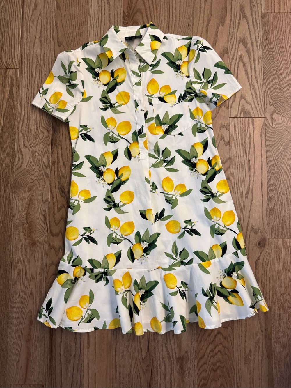 Cynthia Rowley White Lemon Print Shirt Dress